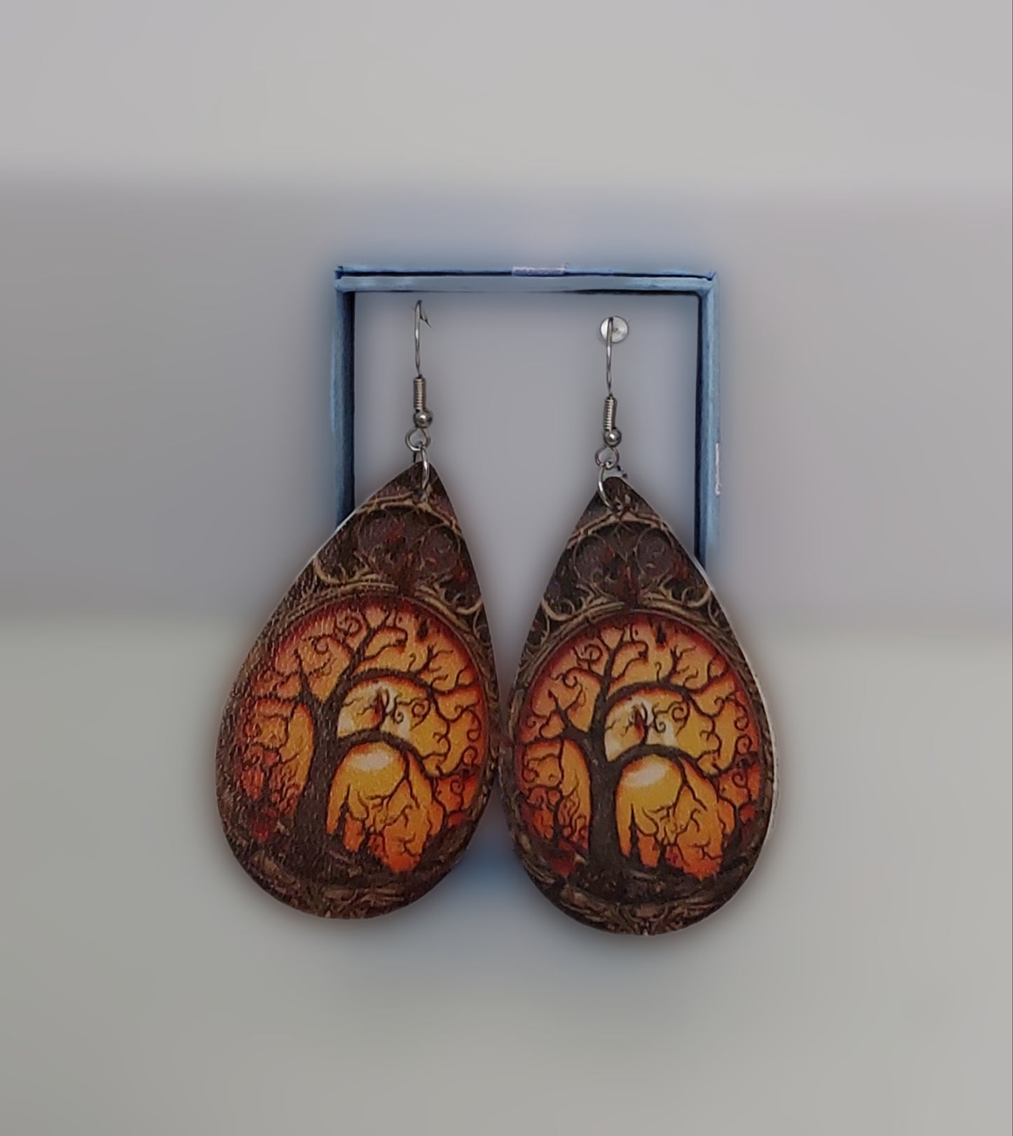 Leather Spooky Tree Earrings Autumn Fall