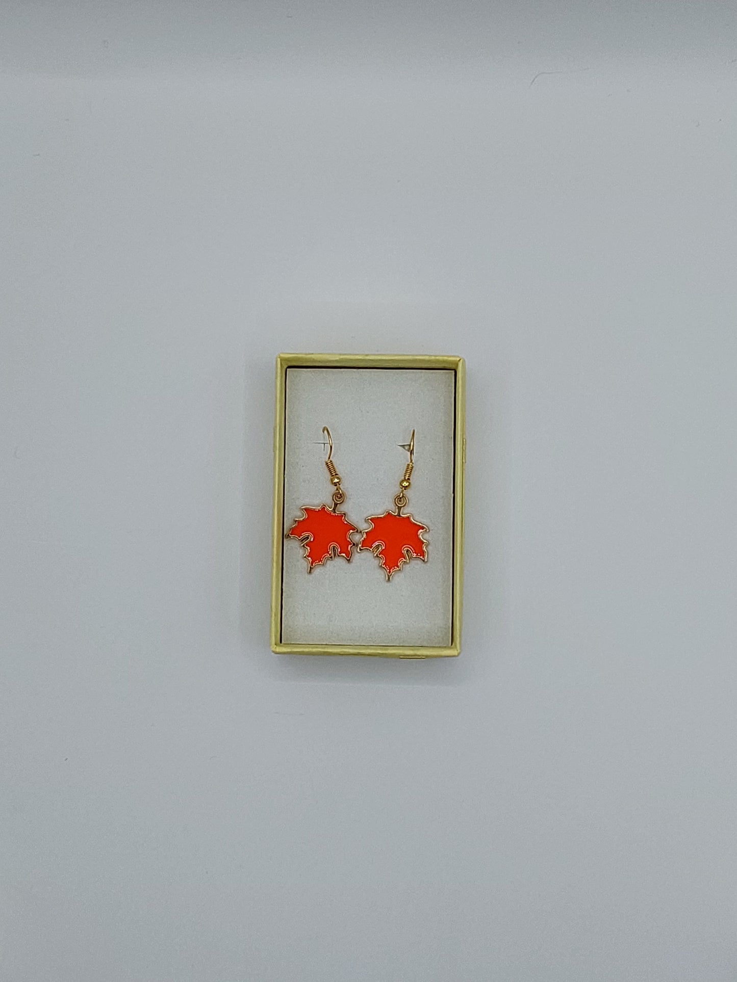 Orange Maple Leaf Earrings Autumn Fall