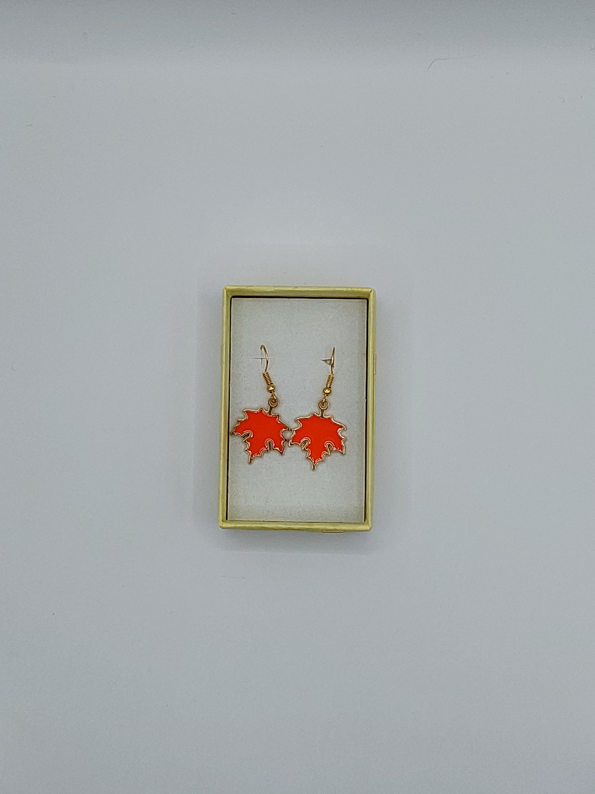 Orange Maple Leaf Earrings Autumn Fall