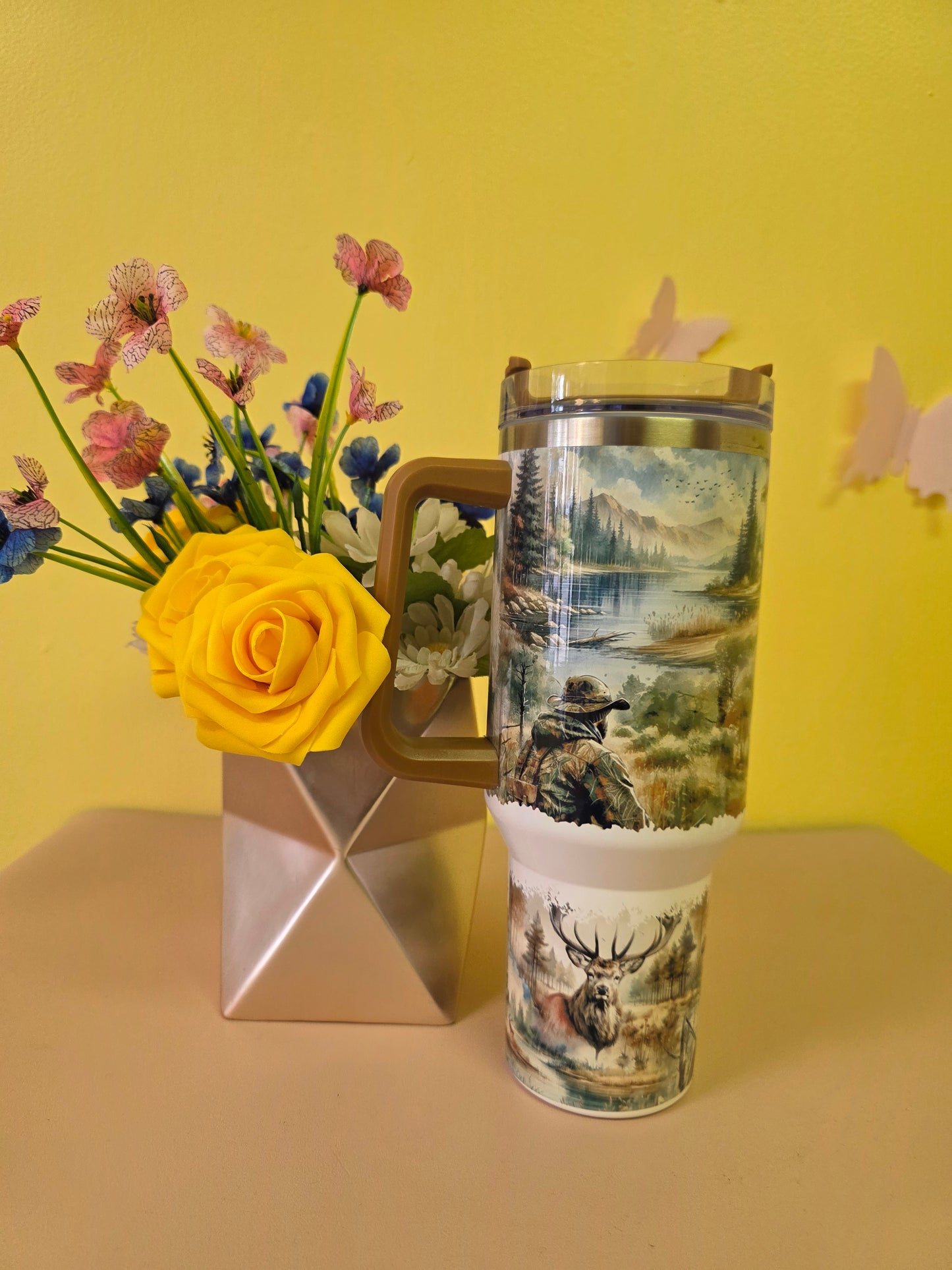Outdoor Hunter Grizzly Bear Tumbler Gift for Dad