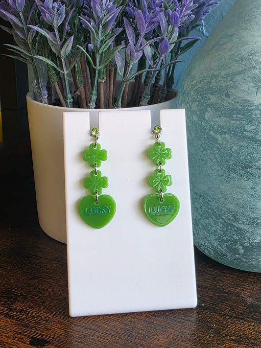 St. Patrick's Day Lucky Shamrock Dangle earrings