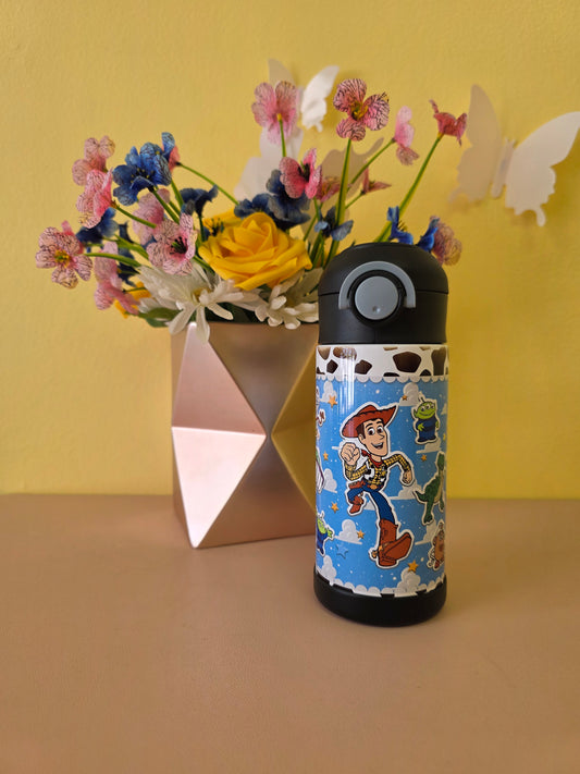 Toy Story themed tumbler on a table. 