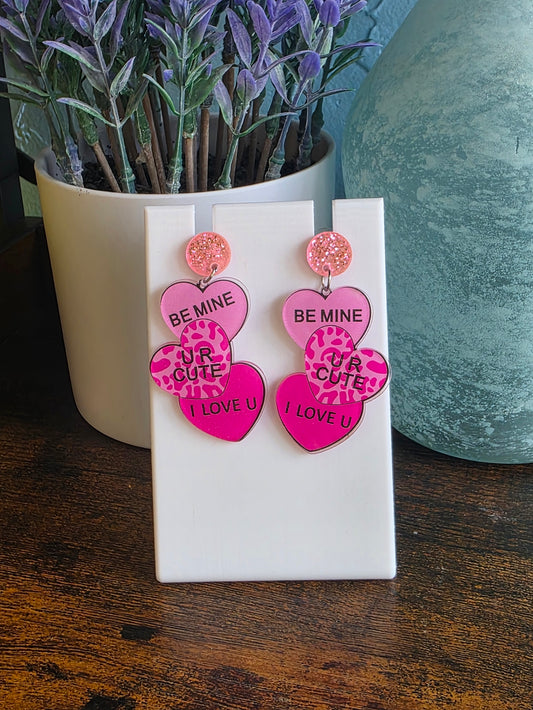 Valentine's Day Sweetheart Message dangle earrings