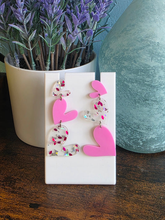 Valentine's Day confetti heart dangle earrings