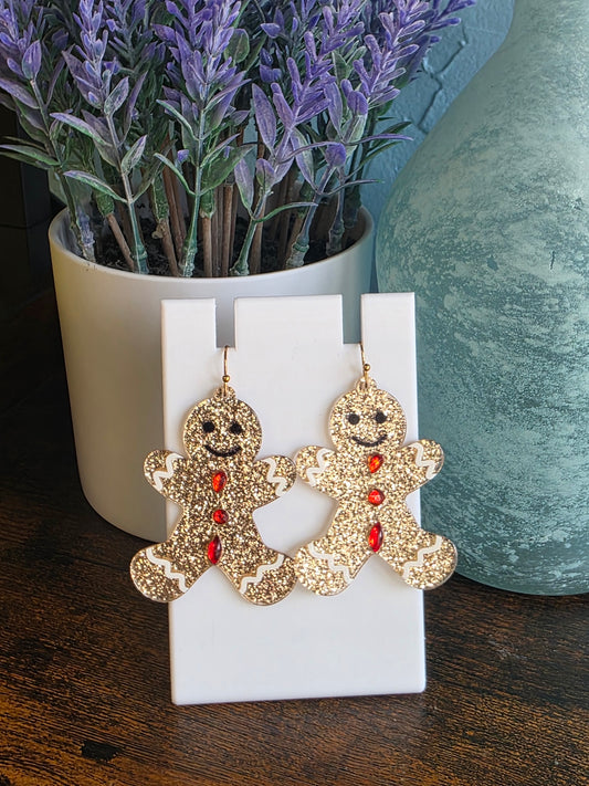 Glitter Gingerbread Man earrings