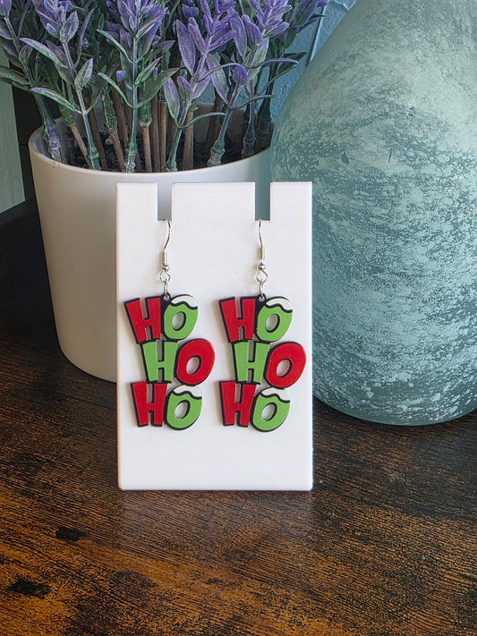 Christmas Dangle Earrings Ho Ho Ho 