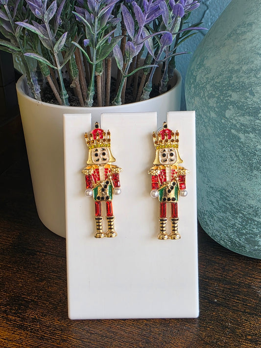 Red Christmas Nutcracker Stud back earrings