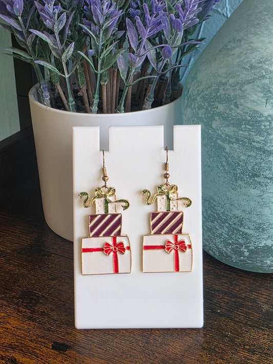 Metal earrings of Christmas Presents