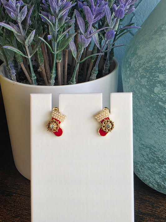 Small Christmas Stocking stud earrings