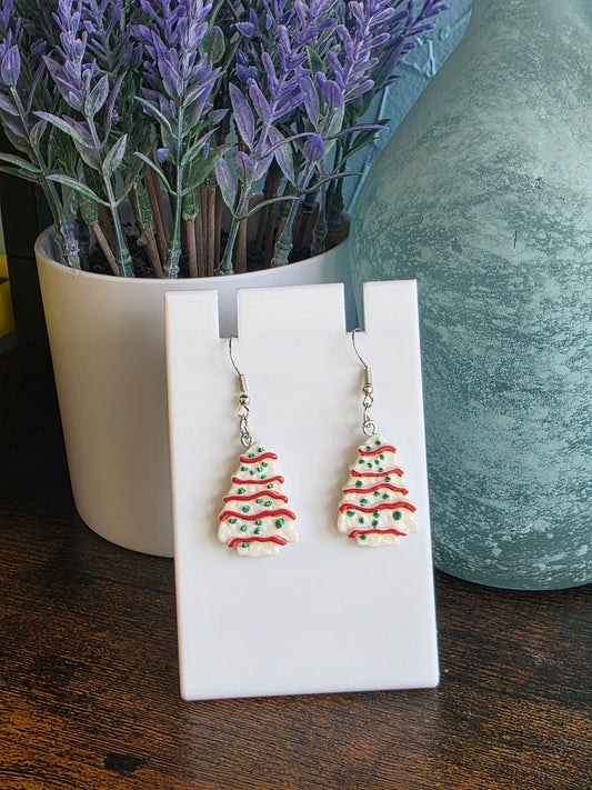 Christmas tree cake dangle earrings 