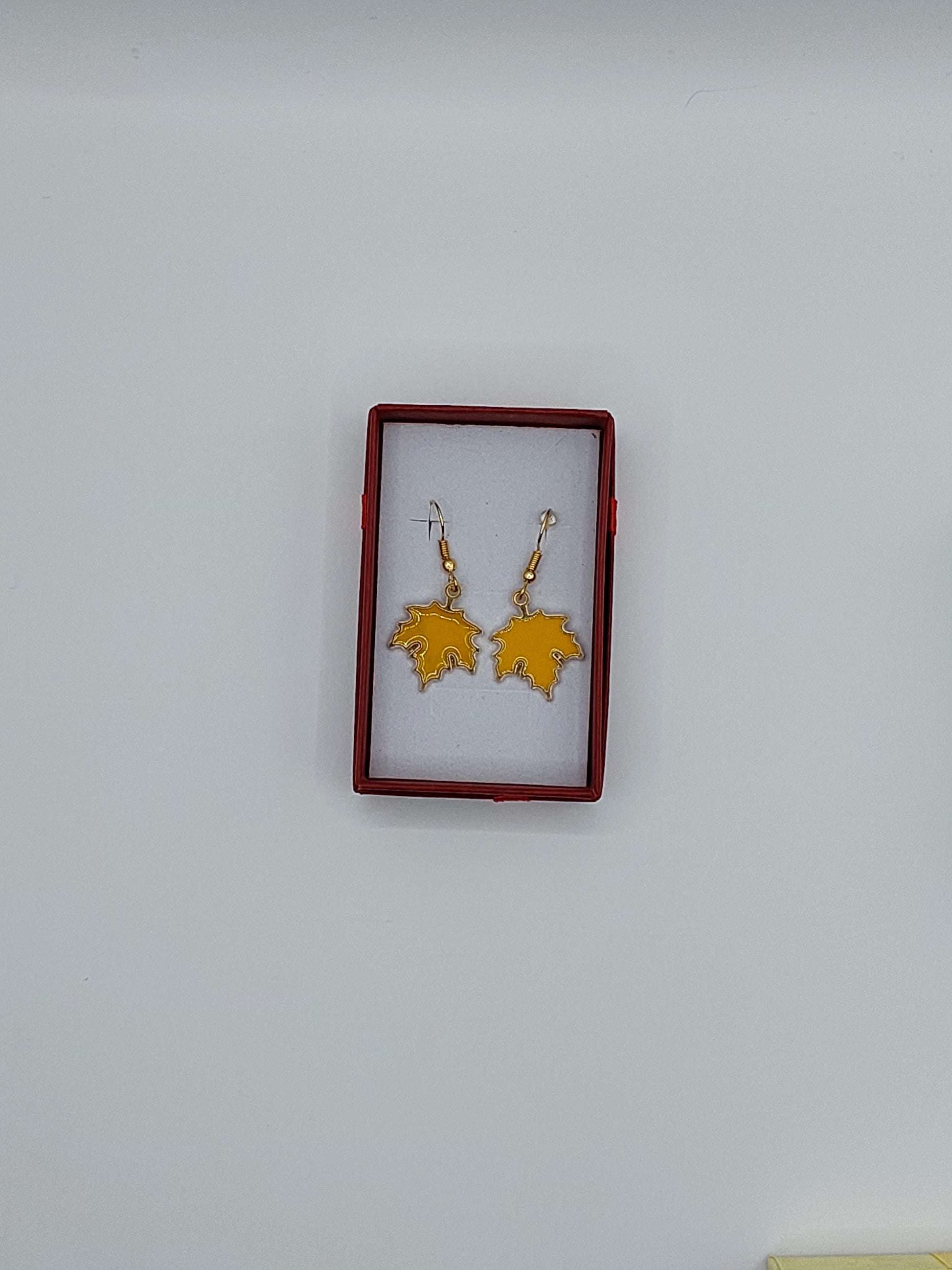 Yellow Maple Leaf Earrings Autumn Fall