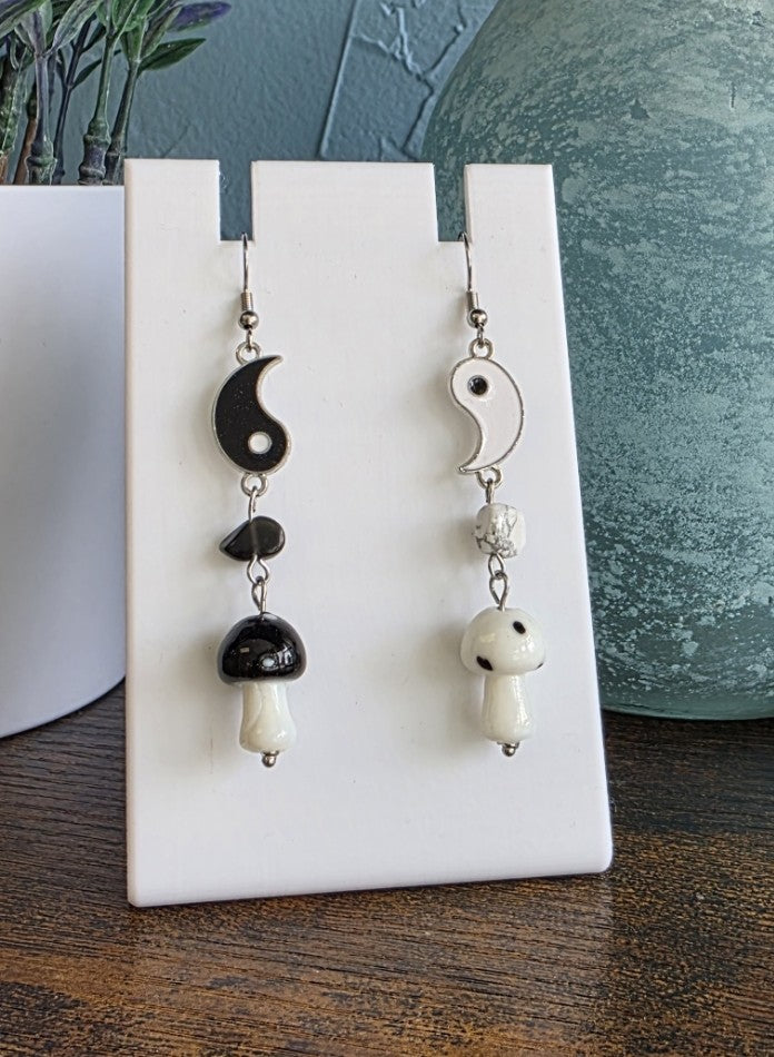 Yin Yang Toadstool earrings mystic 